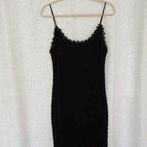 Black Classic Minimalist Embroidered Crochet lace evening dress